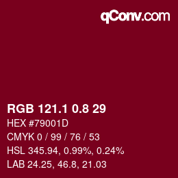 カラーコード: RGB 121.1 0.8 29 | qconv.com