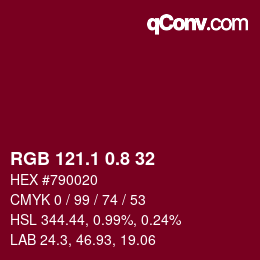 カラーコード: RGB 121.1 0.8 32 | qconv.com