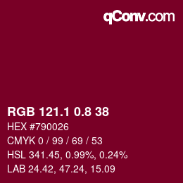 カラーコード: RGB 121.1 0.8 38 | qconv.com