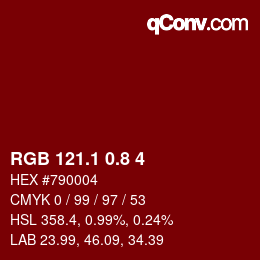 カラーコード: RGB 121.1 0.8 4 | qconv.com
