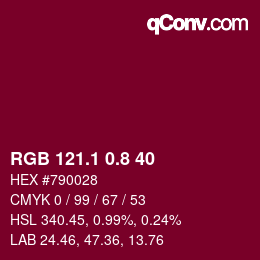 カラーコード: RGB 121.1 0.8 40 | qconv.com