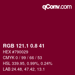 カラーコード: RGB 121.1 0.8 41 | qconv.com