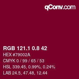 カラーコード: RGB 121.1 0.8 42 | qconv.com