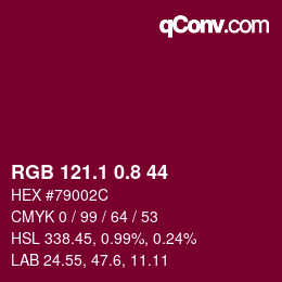 カラーコード: RGB 121.1 0.8 44 | qconv.com