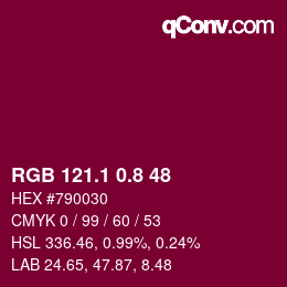 カラーコード: RGB 121.1 0.8 48 | qconv.com