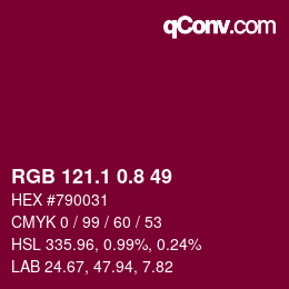 カラーコード: RGB 121.1 0.8 49 | qconv.com