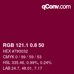 カラーコード: RGB 121.1 0.8 50 | qconv.com