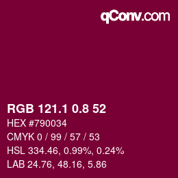 カラーコード: RGB 121.1 0.8 52 | qconv.com