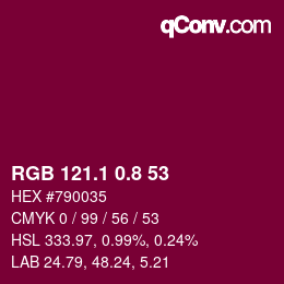 カラーコード: RGB 121.1 0.8 53 | qconv.com