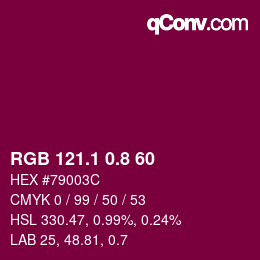 カラーコード: RGB 121.1 0.8 60 | qconv.com