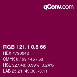 カラーコード: RGB 121.1 0.8 66 | qconv.com