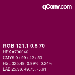 カラーコード: RGB 121.1 0.8 70 | qconv.com