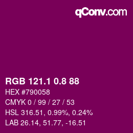 カラーコード: RGB 121.1 0.8 88 | qconv.com