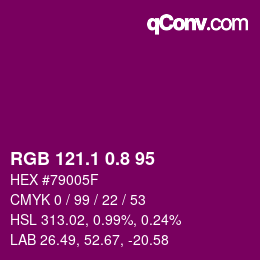 カラーコード: RGB 121.1 0.8 95 | qconv.com