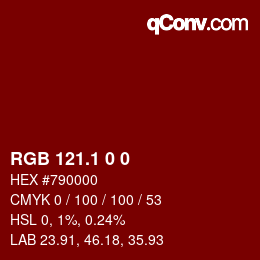 カラーコード: RGB 121.1 0 0 | qconv.com