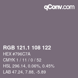 Color code: RGB 121.1 108 122 | qconv.com