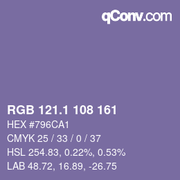 カラーコード: RGB 121.1 108 161 | qconv.com
