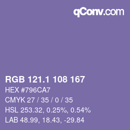 カラーコード: RGB 121.1 108 167 | qconv.com