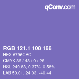 カラーコード: RGB 121.1 108 188 | qconv.com
