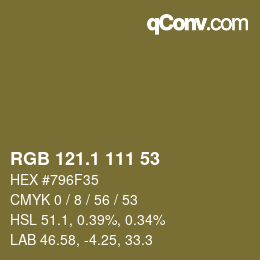 カラーコード: RGB 121.1 111 53 | qconv.com
