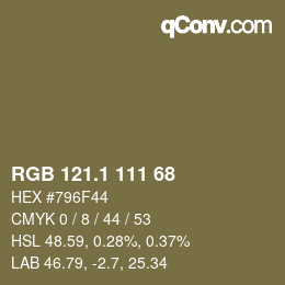 Color code: RGB 121.1 111 68 | qconv.com