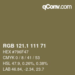 カラーコード: RGB 121.1 111 71 | qconv.com