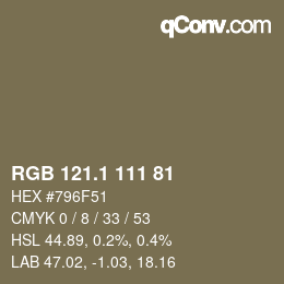カラーコード: RGB 121.1 111 81 | qconv.com