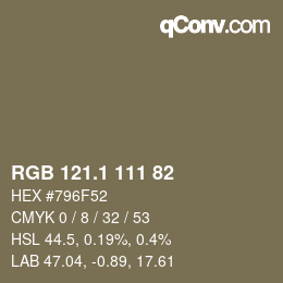 カラーコード: RGB 121.1 111 82 | qconv.com