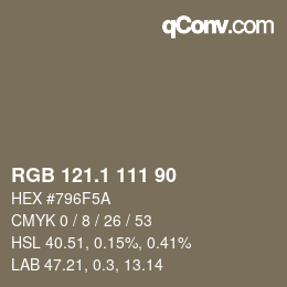 カラーコード: RGB 121.1 111 90 | qconv.com