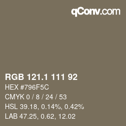 Color code: RGB 121.1 111 92 | qconv.com