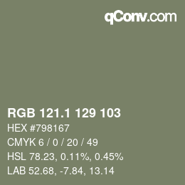 カラーコード: RGB 121.1 129 103 | qconv.com