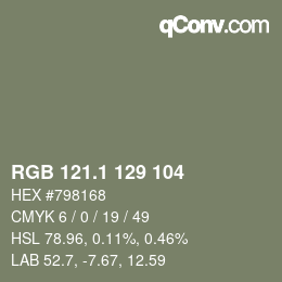 カラーコード: RGB 121.1 129 104 | qconv.com