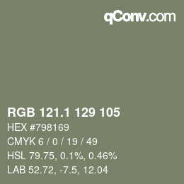 カラーコード: RGB 121.1 129 105 | qconv.com