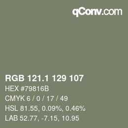 カラーコード: RGB 121.1 129 107 | qconv.com