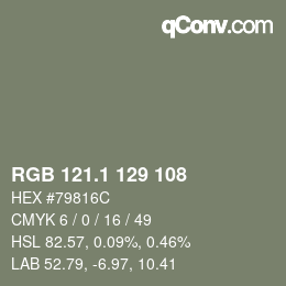 カラーコード: RGB 121.1 129 108 | qconv.com