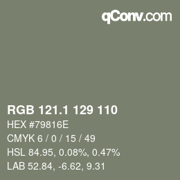 カラーコード: RGB 121.1 129 110 | qconv.com