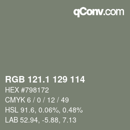 カラーコード: RGB 121.1 129 114 | qconv.com