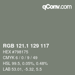 Color code: RGB 121.1 129 117 | qconv.com