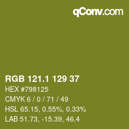 カラーコード: RGB 121.1 129 37 | qconv.com