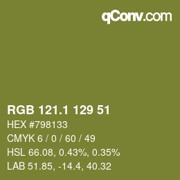 カラーコード: RGB 121.1 129 51 | qconv.com