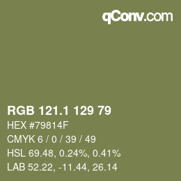 カラーコード: RGB 121.1 129 79 | qconv.com