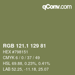 カラーコード: RGB 121.1 129 81 | qconv.com