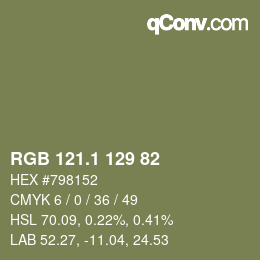カラーコード: RGB 121.1 129 82 | qconv.com