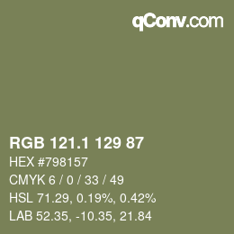 カラーコード: RGB 121.1 129 87 | qconv.com