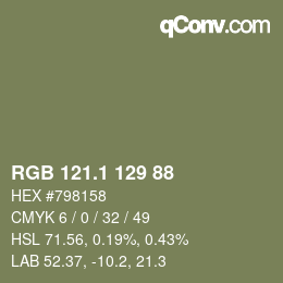 カラーコード: RGB 121.1 129 88 | qconv.com