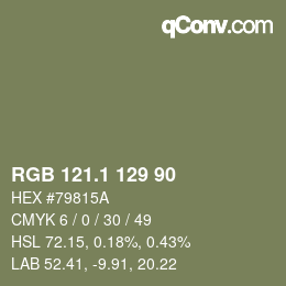 カラーコード: RGB 121.1 129 90 | qconv.com