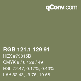 カラーコード: RGB 121.1 129 91 | qconv.com