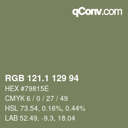 カラーコード: RGB 121.1 129 94 | qconv.com