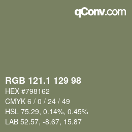 カラーコード: RGB 121.1 129 98 | qconv.com