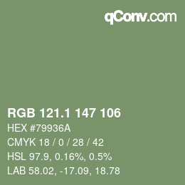 Color code: RGB 121.1 147 106 | qconv.com